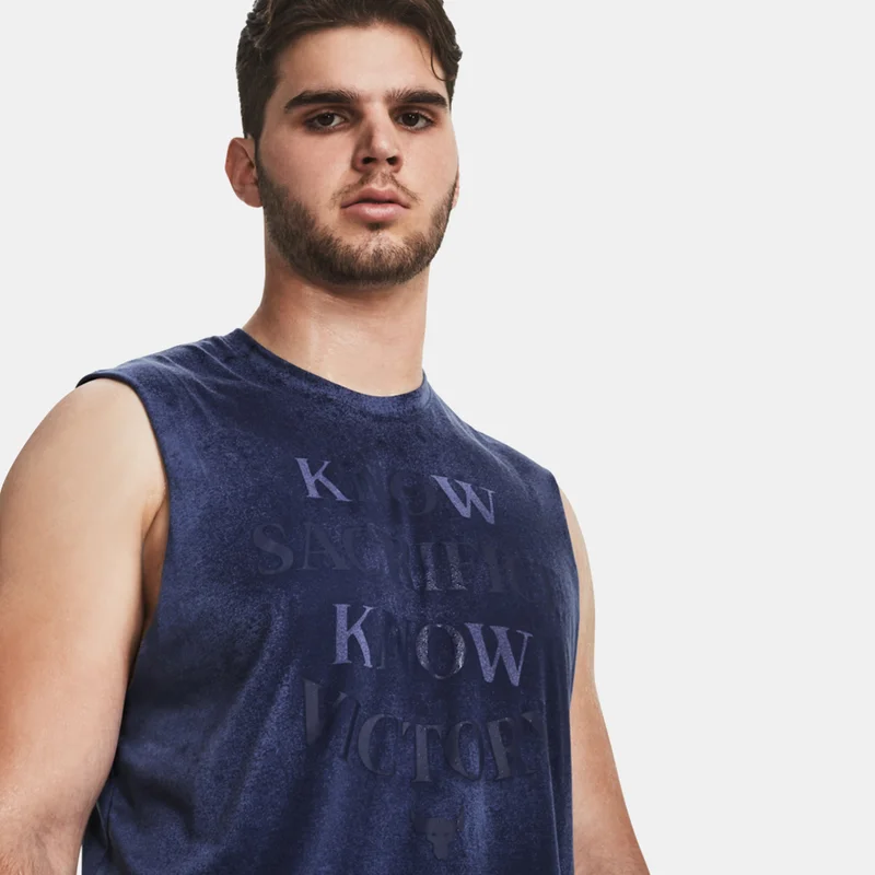 UNDER ARMOUR Blue Men's Project Rock Show Me Sweat Tank Top for Men | Best Price UAE
